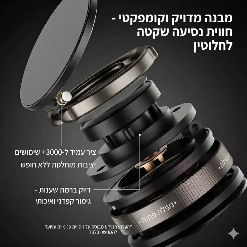 תושבת מגנטית מתקפלת "בלתי נראית" לרכב - סגסוגת מתכת (תואם MagSafe)